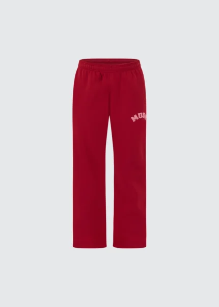 Heavyweight Chenille Straight Joggers - Cherry