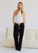 Muse Heavyweight Chenille Straight Joggers - Coal Black