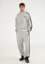 Muse French Terry Striped Hoodie - Sports Grey